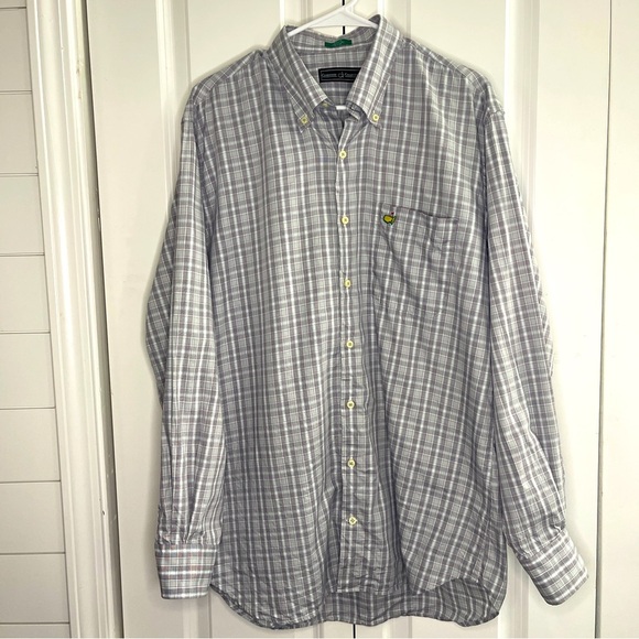Clubhouse Collection Masters Size Large White Window Pane Button Down Cotton Men - Picture 1 of 10